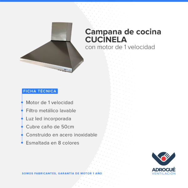 Campana de cocina Cucinela 60 cm con motor - Image 2