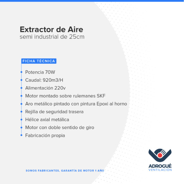 Extractor semi industrial de 250 mm - Image 4