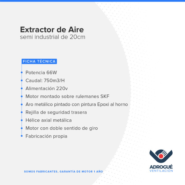 Extractor semi industrial de 200 mm - Image 5