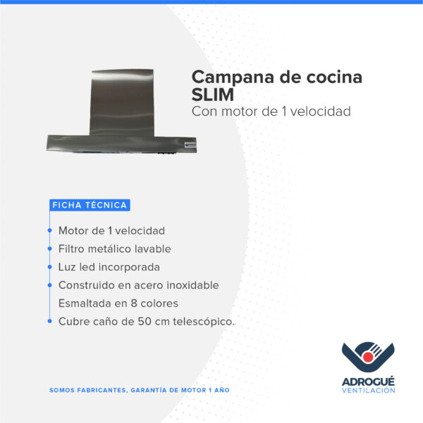Campana de cocina Slim 60 cm con motor - Image 2