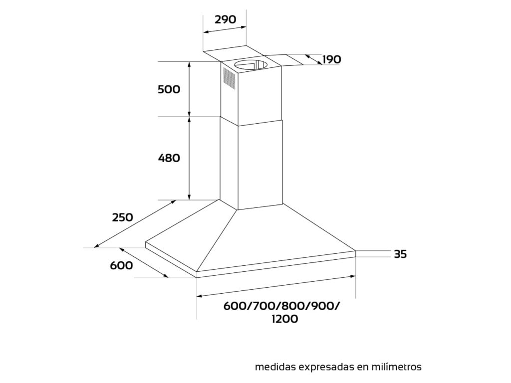 Campana de cocina Isla Piramidal (Cucinela) – Adrogue Ventilación
